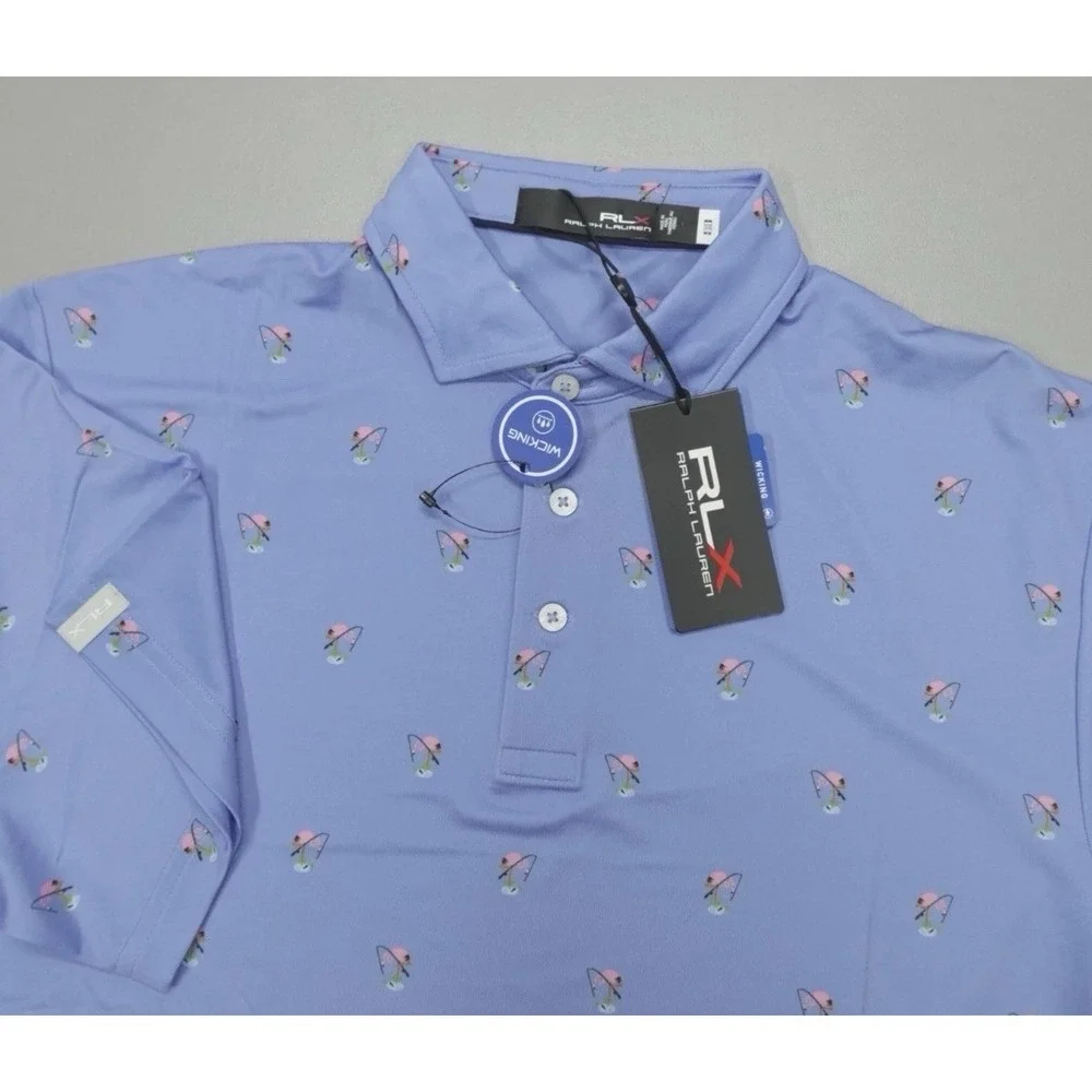 *NEW Men's Size LARGE Ralph Lauren RLX Performance Polo Golf Shirt Flamingo Blue